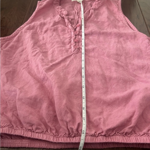 Cloth & Stone Half Placket Linen Blend Tank Top Vintage Berry Pink Small - Picture 7 of 8